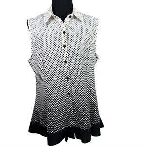 Signature Collection sleeveless button down ombre polka dot High Low Hemline L